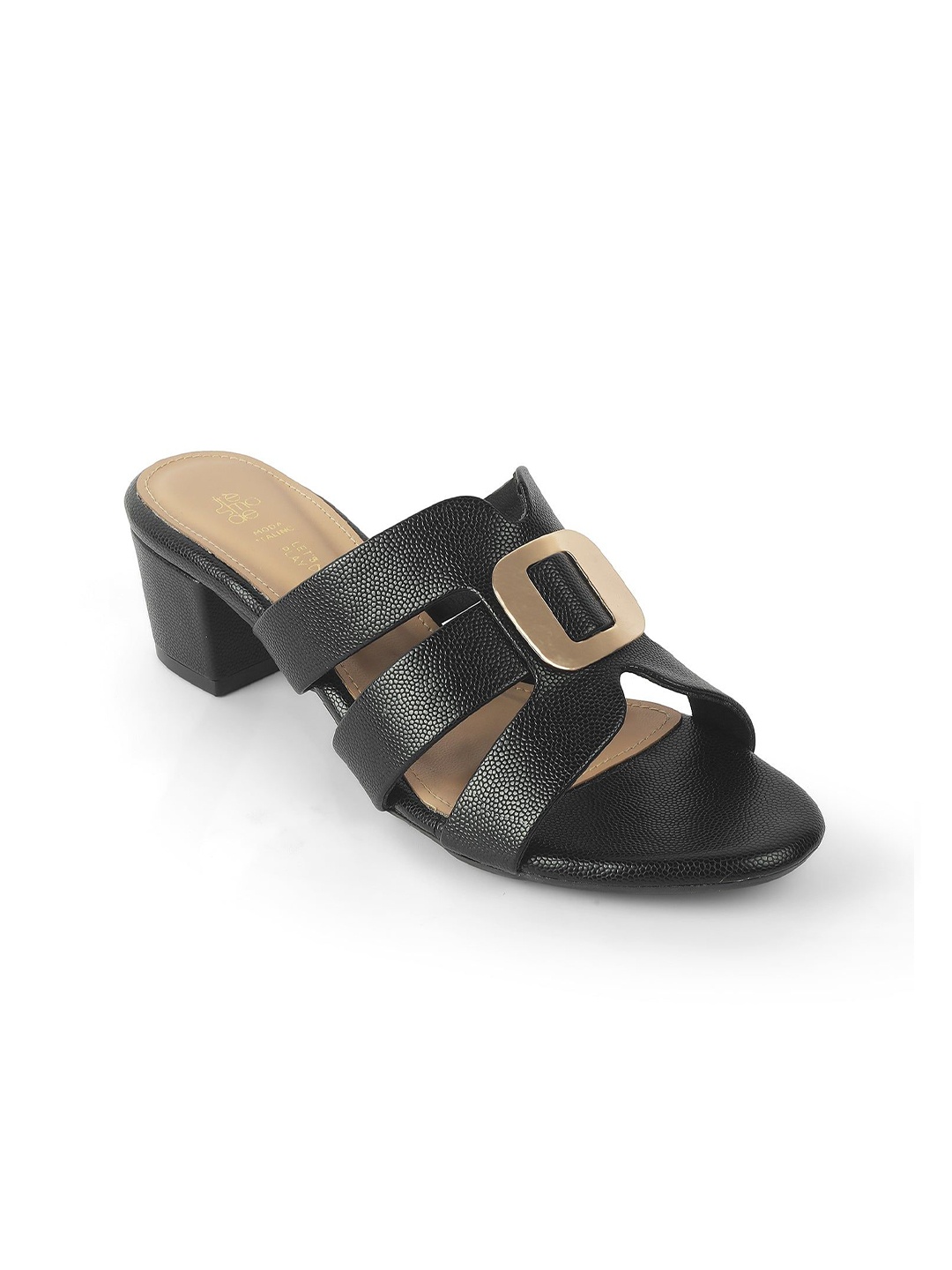 

Tresmode Women Tangle Textured Block Sandals, Black