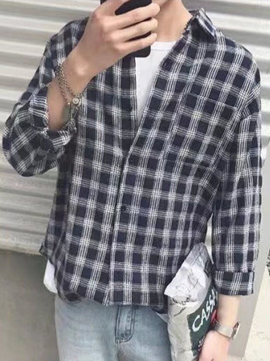 

StyleCast Men Tartan Checks Opaque Checked Casual Shirt, Grey