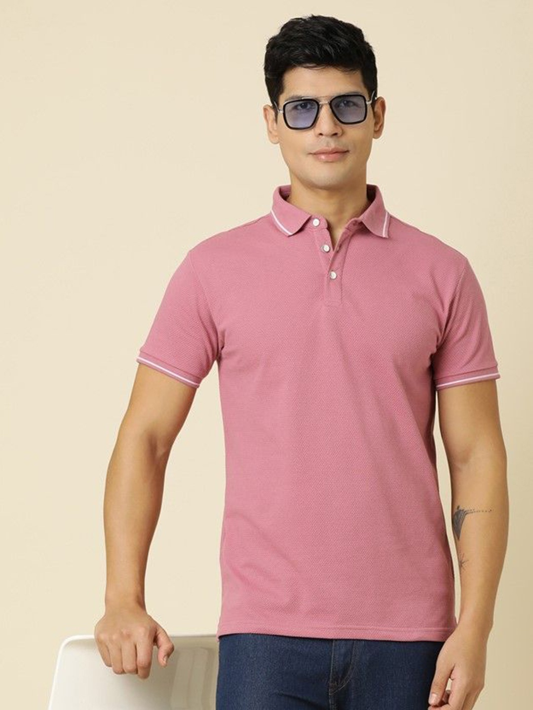 

Provogue Men Polo Collar Dri-FIT T-shirt, Pink