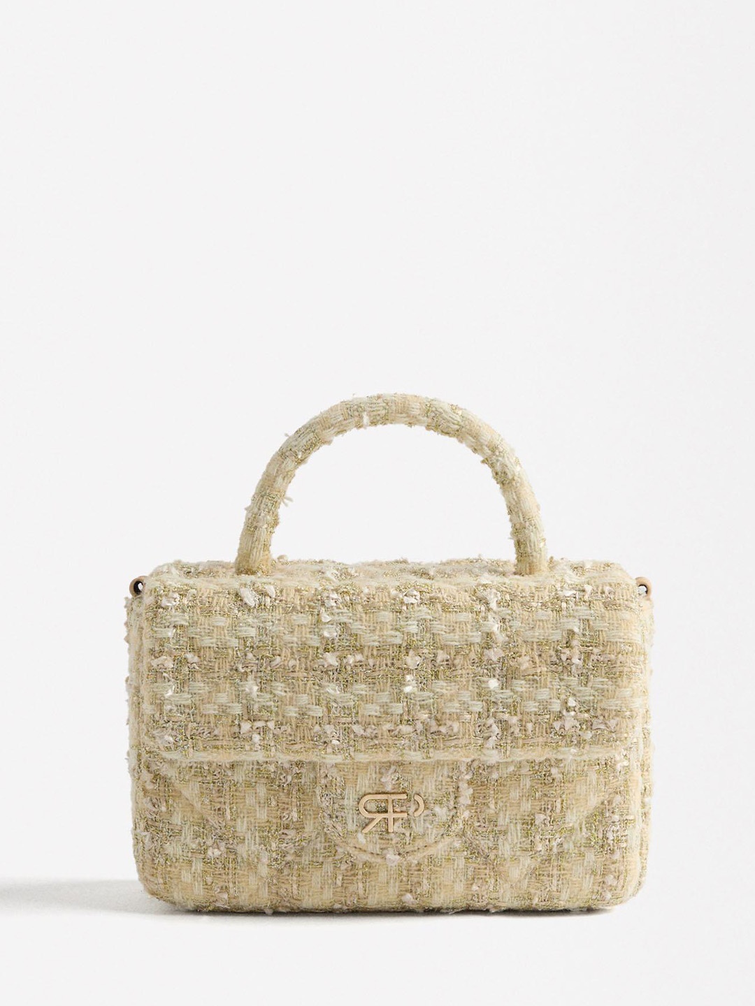 

PARFOIS Checked Structured Satchel Bag, Off white