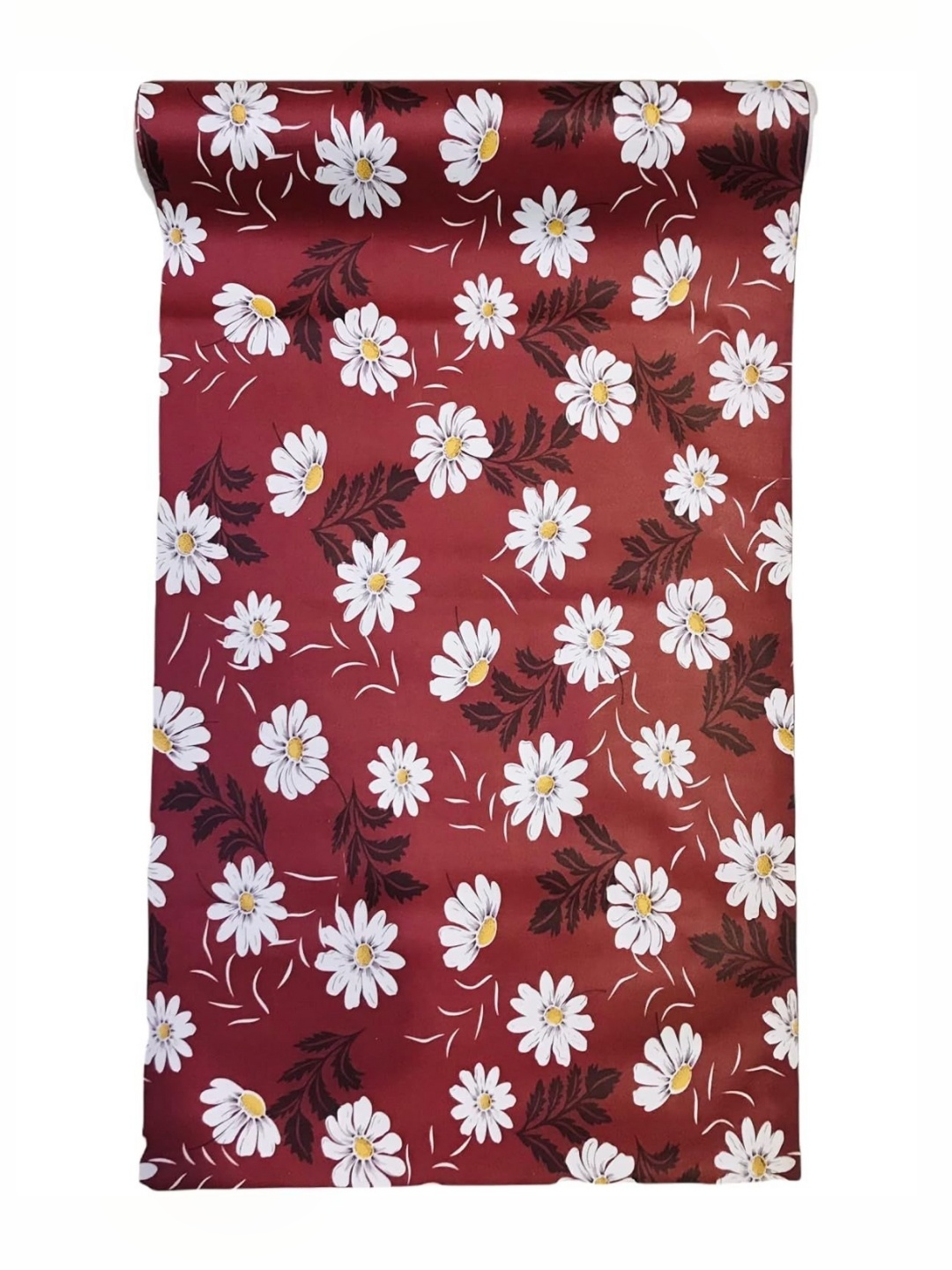 

REVEXO Maroon & White Floral Printed Reusable Kitchen Shelf Liner