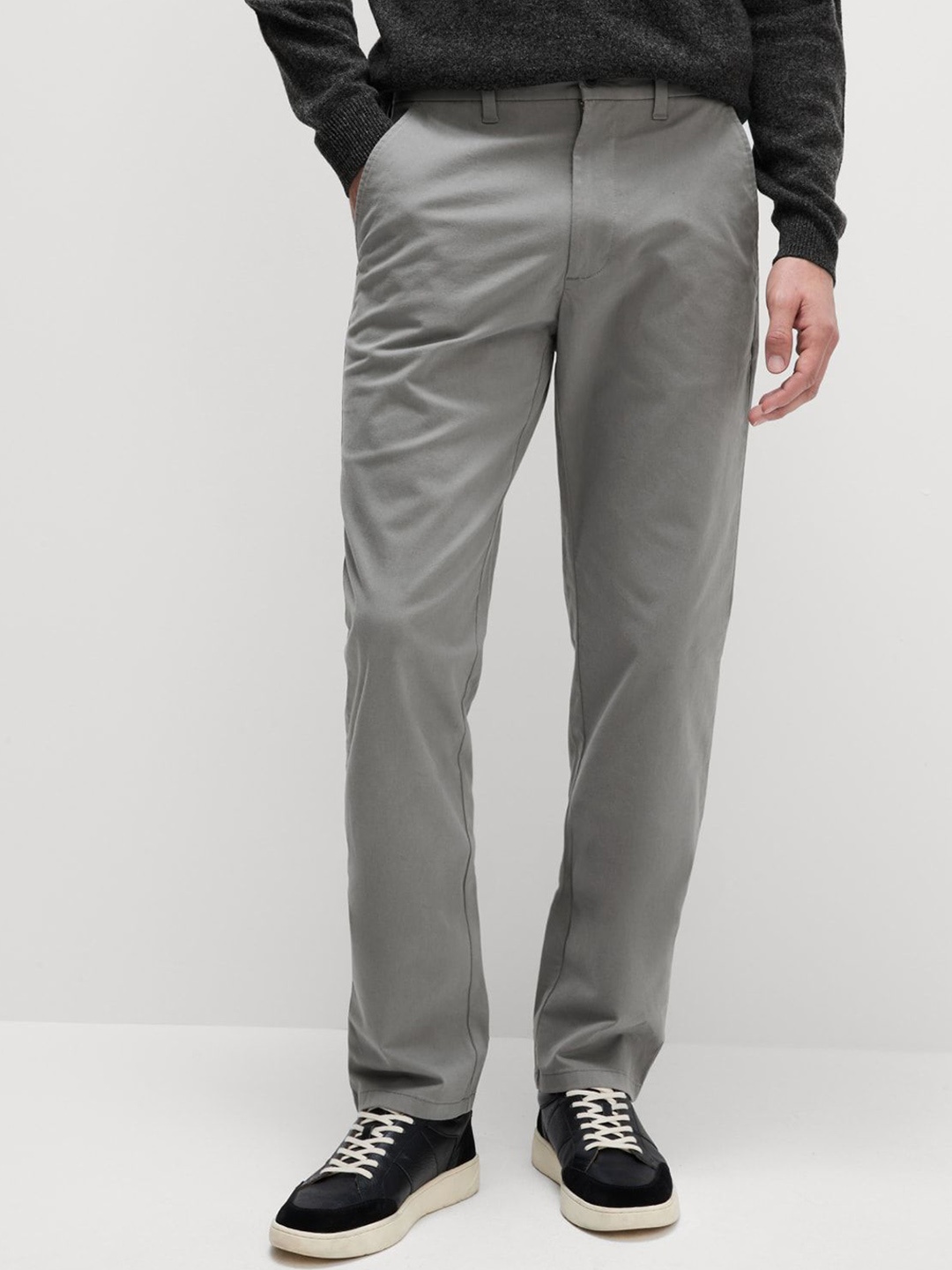 

Marks & Spencer Men High-Rise Chinos Trousers, Grey