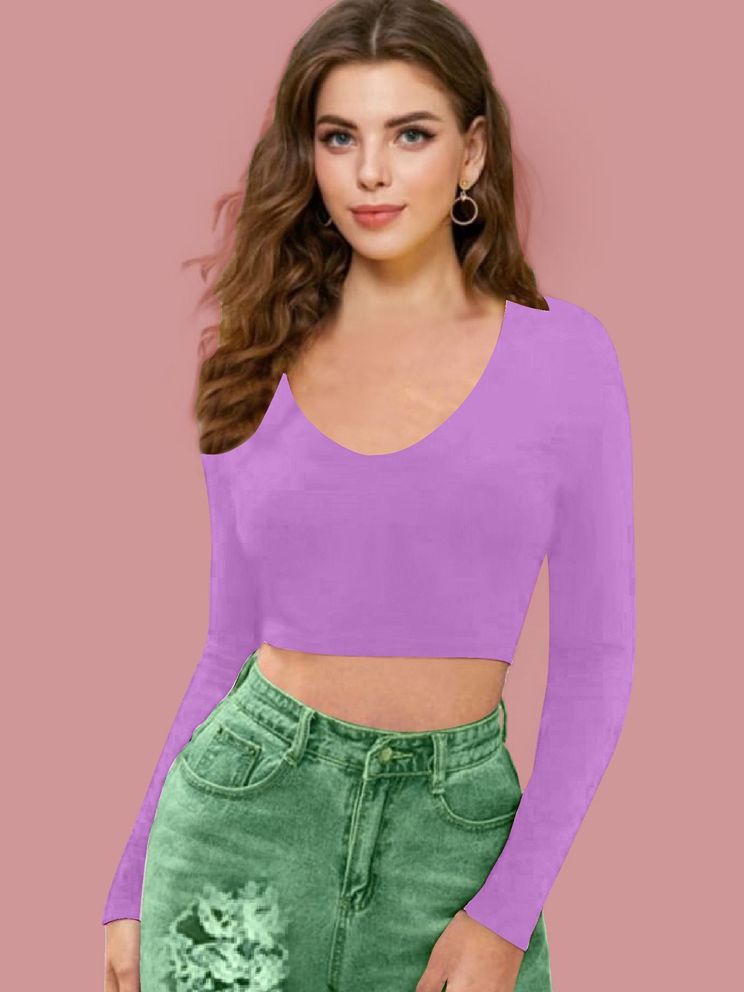 

Dream Beauty Fashion Women V-Neck Fitted Crop Top, Lavender