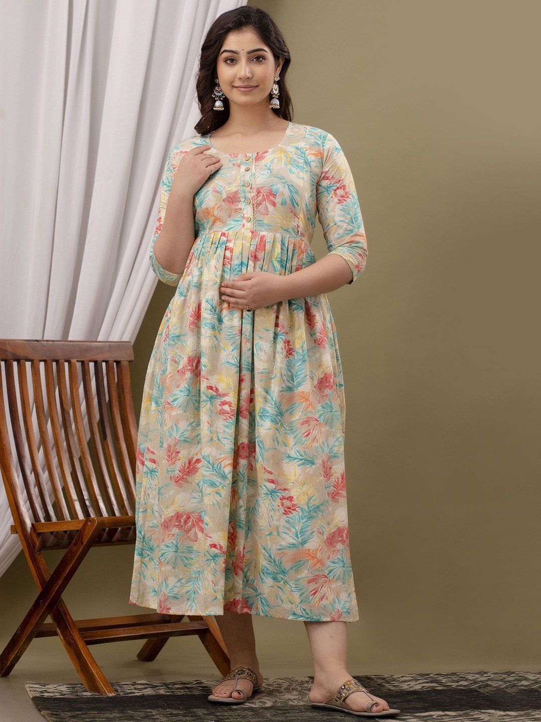 

mad fury Floral Print Maternity Maxi Dress, Blue