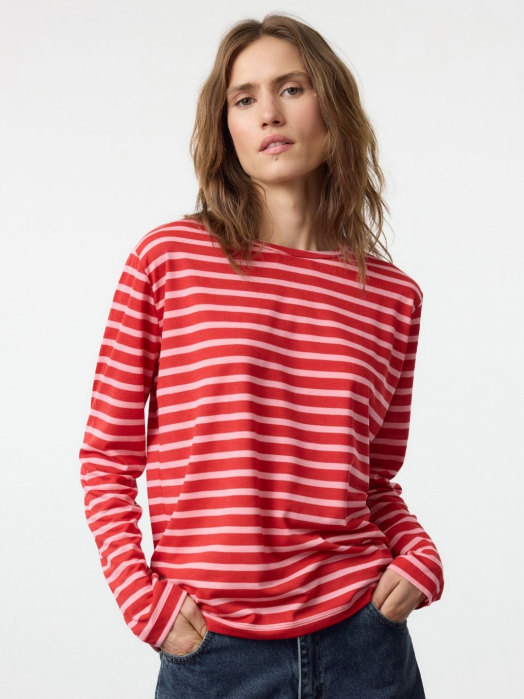 

Trendyol Women Striped Pockets T-shirt, Na