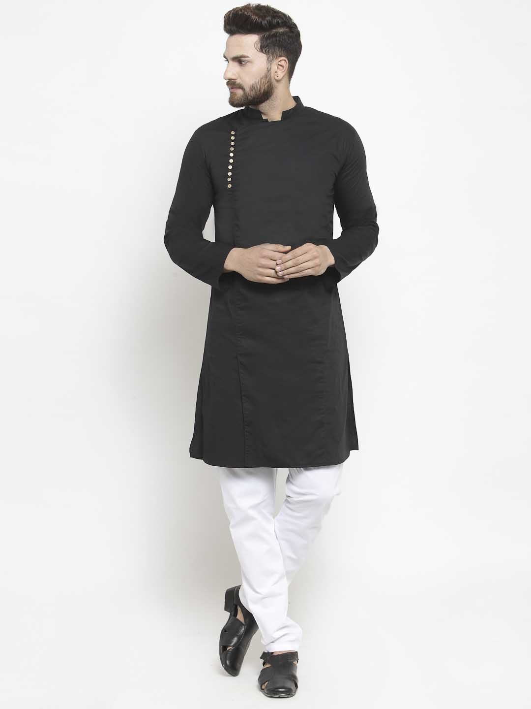 

Moda Rapido Men Mandarin Collar Straight Kurta, Black