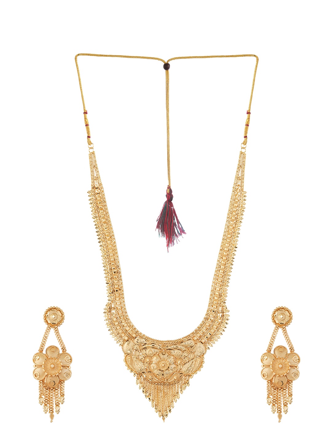 

Zhouse Gold Plated Textured Jewellery Set