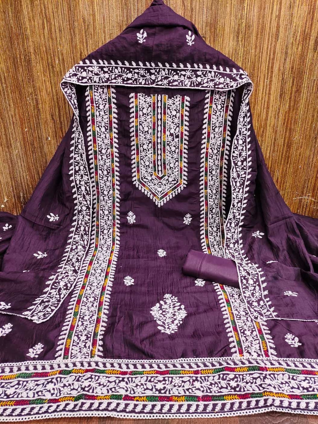 

HMP Fashion Embroidered Unstitched Dress Material, Purple