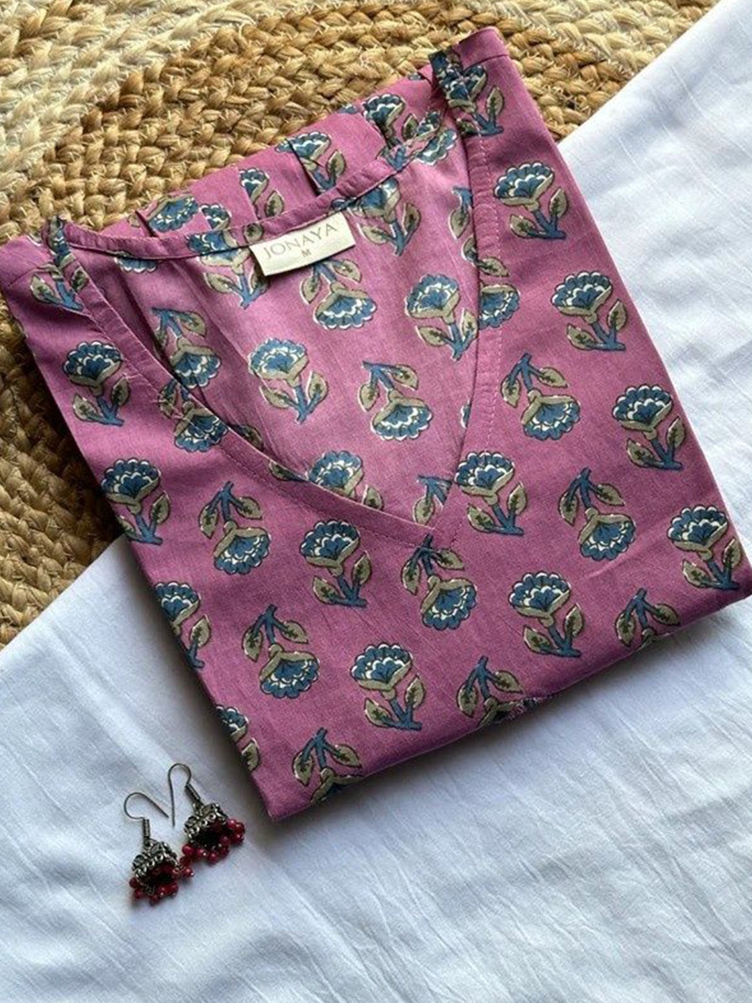 

JONAYA Women Ethnic Motifs Printed Cotton Top, Purple