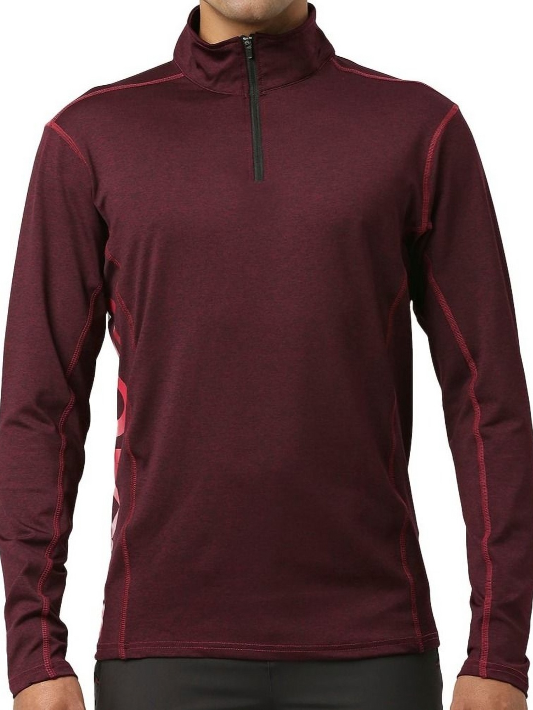 

GOKYO Men Typography Printed High Neck T-shirt, Maroon