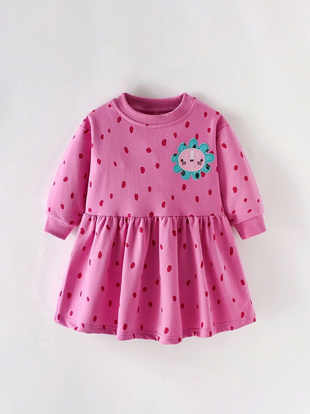 

LULU & SKY Girls Polka Dots Printed Fit and Flare Dress, Purple