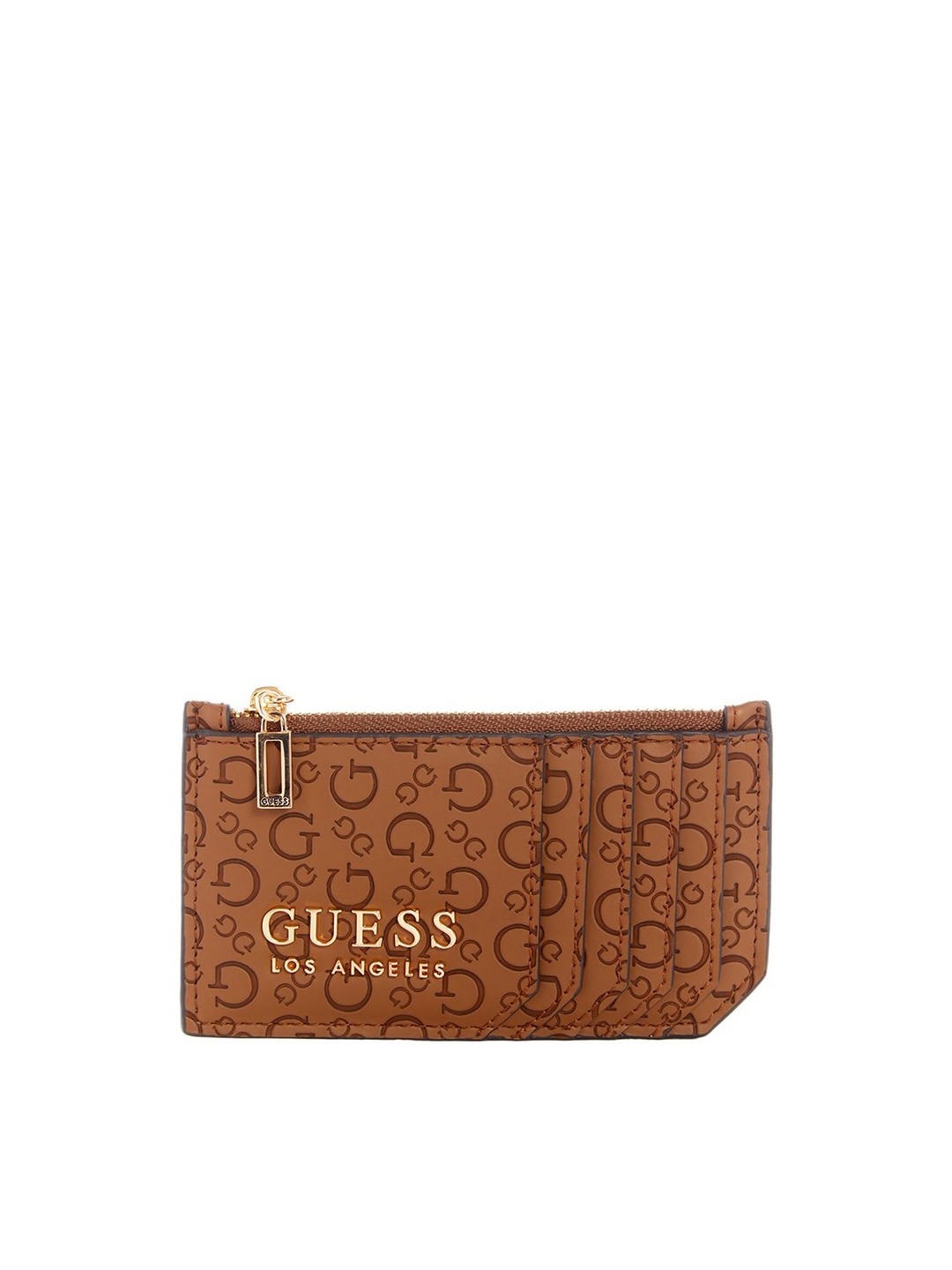

GUESS Women Printed PU Card Holder, Brown
