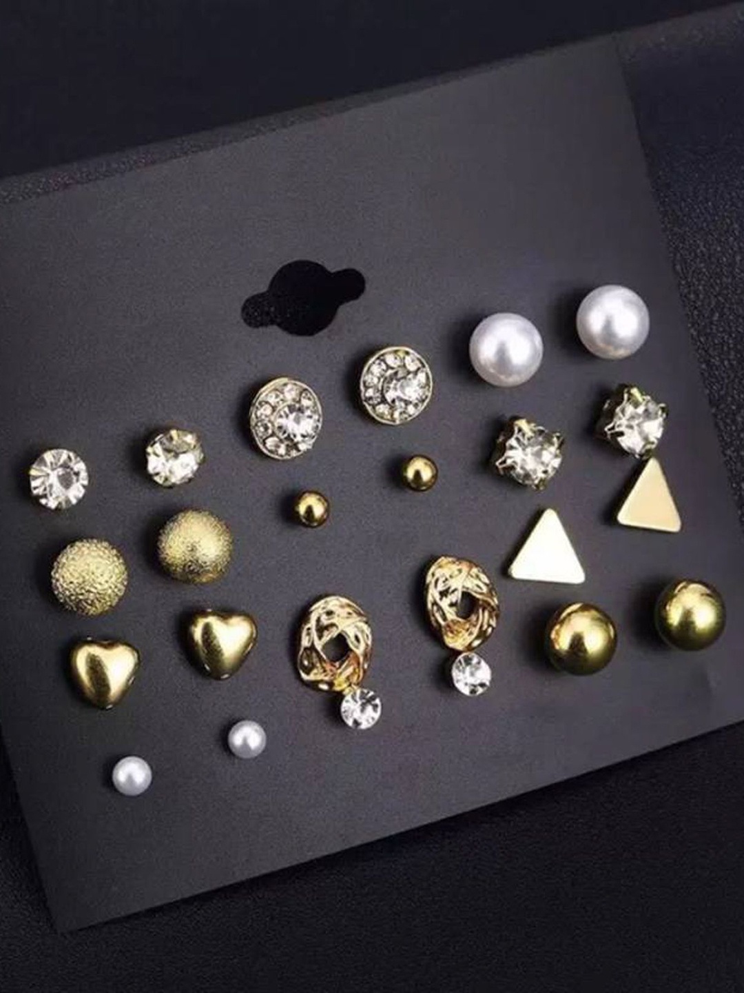 

PolluxCraft Set Of 12 Korean Gold Plated Pearls Contemporary Studs