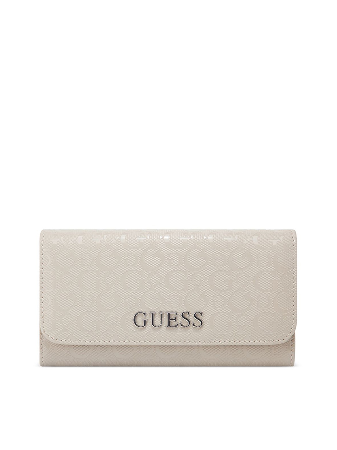 

GUESS Women Textured Three Fold Long Wallet, Beige