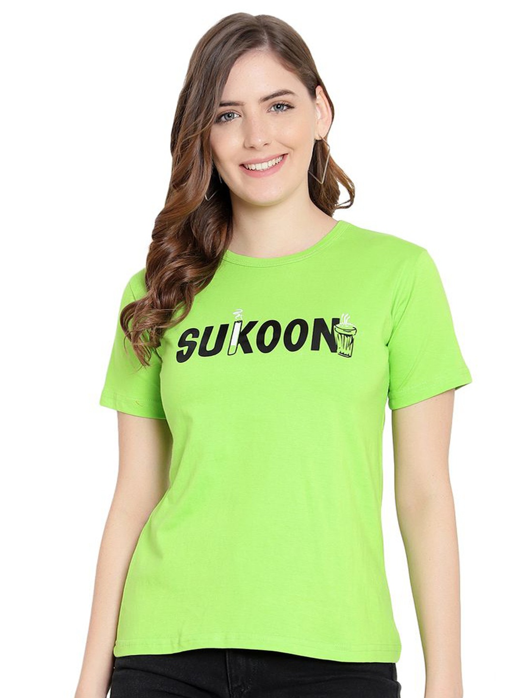 

DEEPMAYRA COLLECTION Women Printed Cotton Top, Lime green