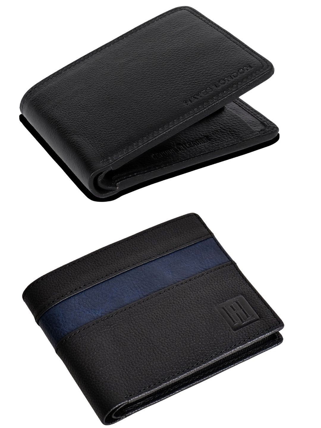 

Hayes London Men Wallets Pack of 2 Genuine Leather with RFID Blocking Combo, Black