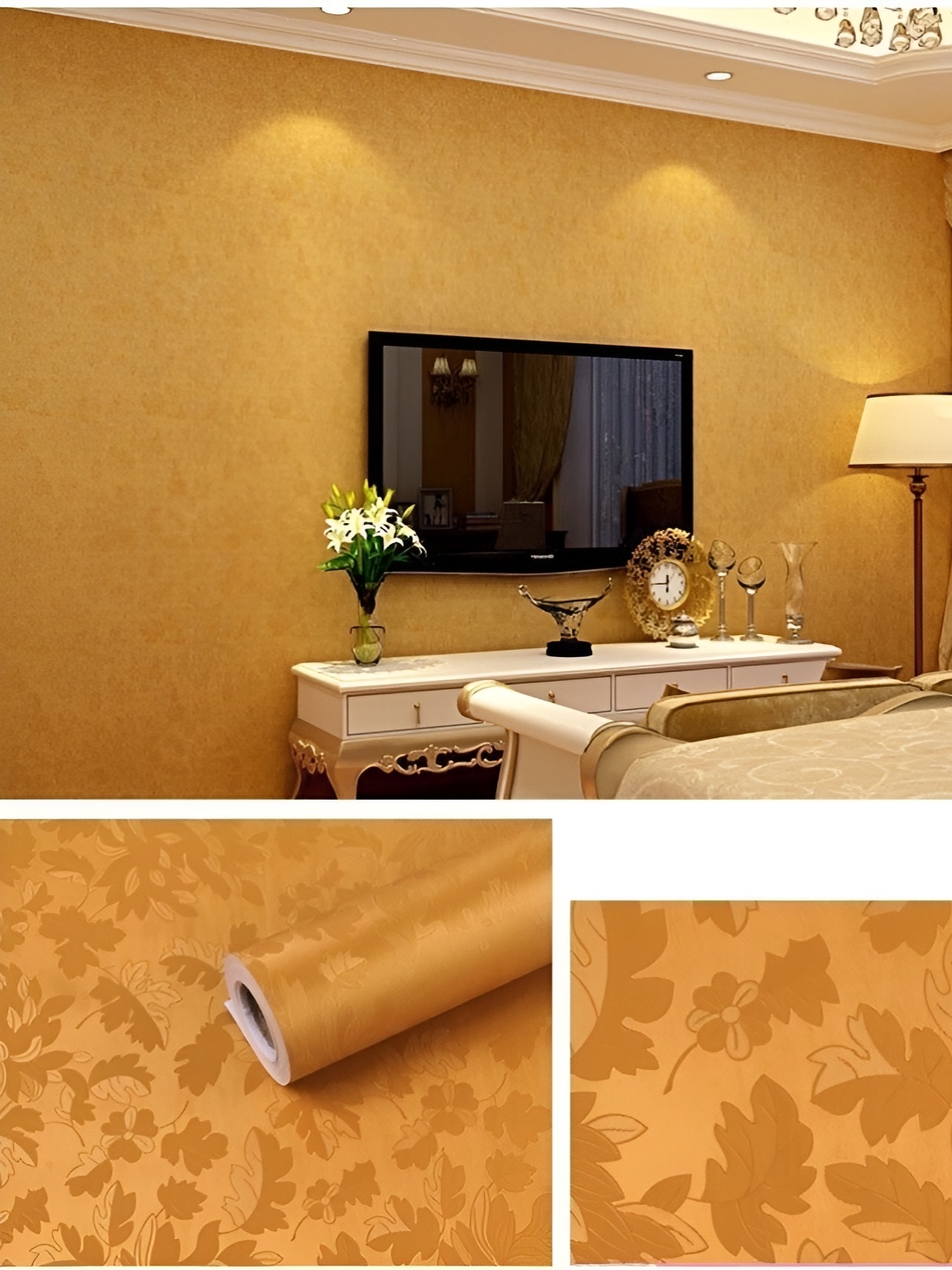 

ANNA CREATIONS Yellow Printed Decorative Wallpaper