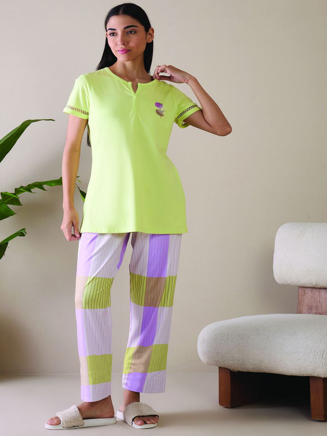 

Sweet Dreams Women Pure Cotton Night suit, Yellow