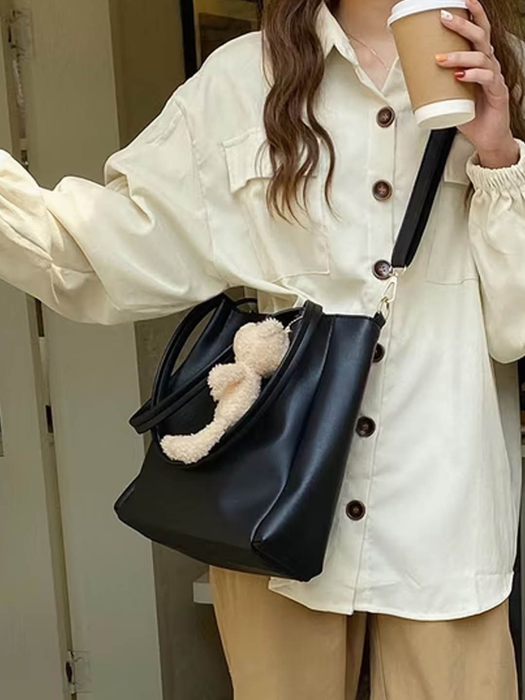

StyleCast Bucket Shoulder Bag with Tasselled, Black