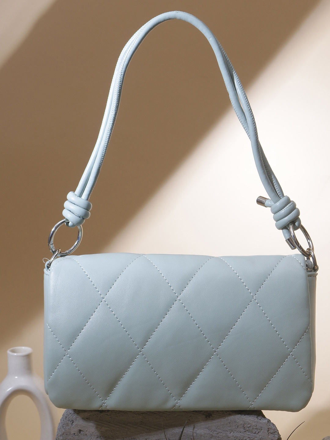 

TREASO CLOSET PU Structured Sling Bag with Quilted, Green