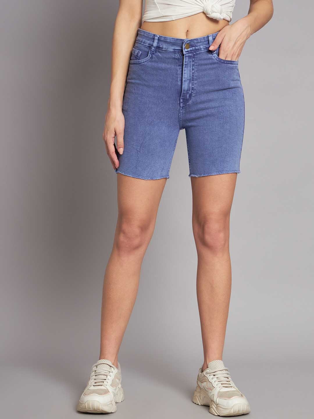 

The Roadster Lifestyle Co. Women High-Rise Denim Shorts, Blue