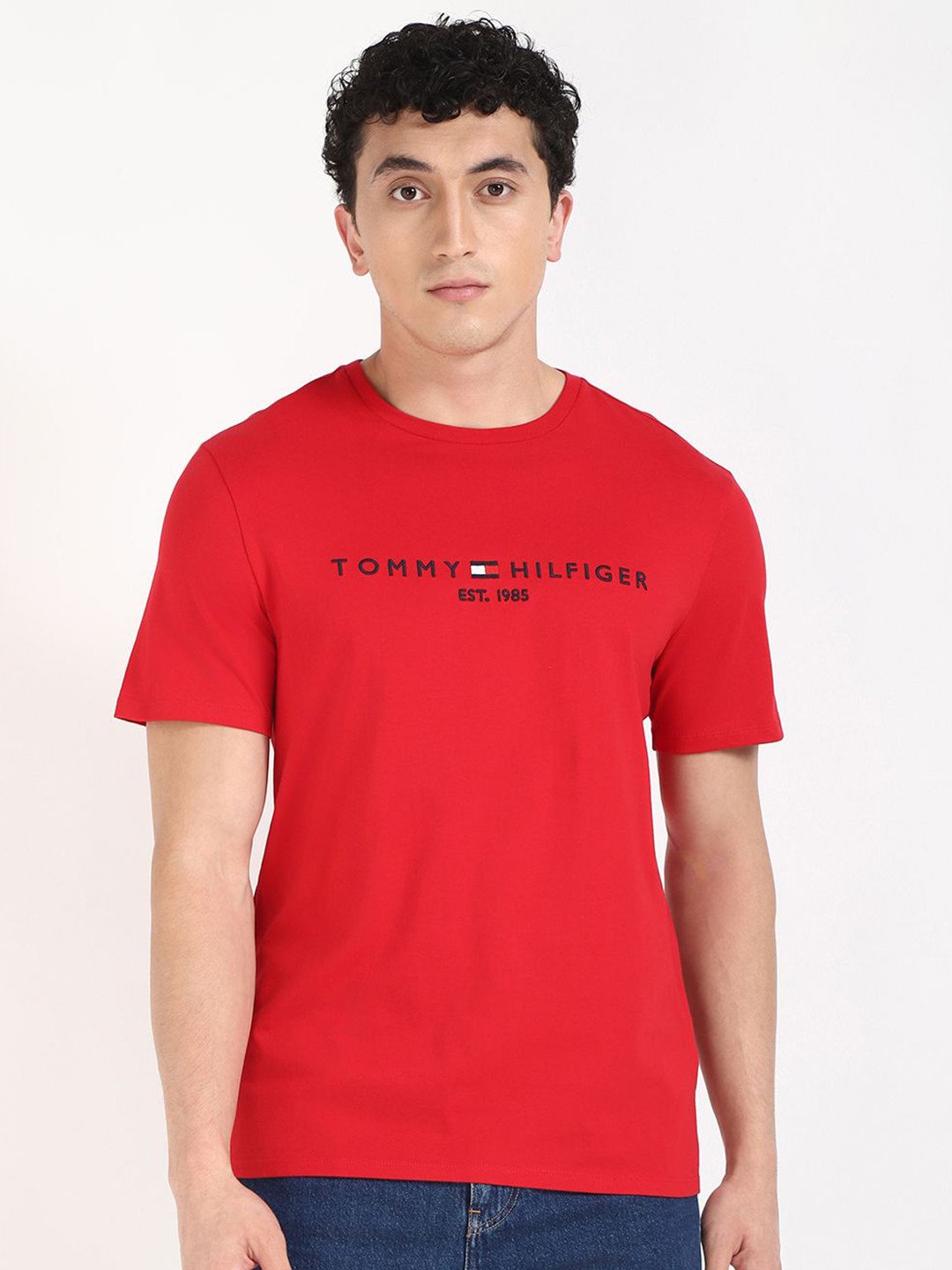 

Tommy Hilfiger Men Typography Printed T-shirt, Red