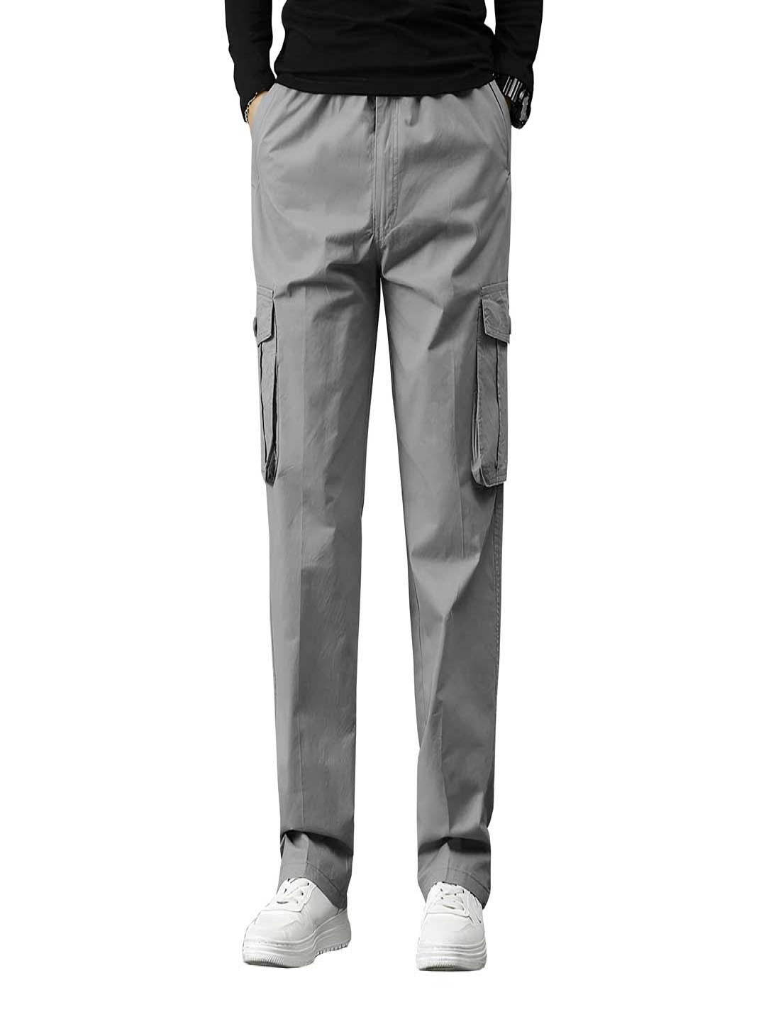 

BAESD Men Relaxed High-Rise Cargos Trousers, Grey