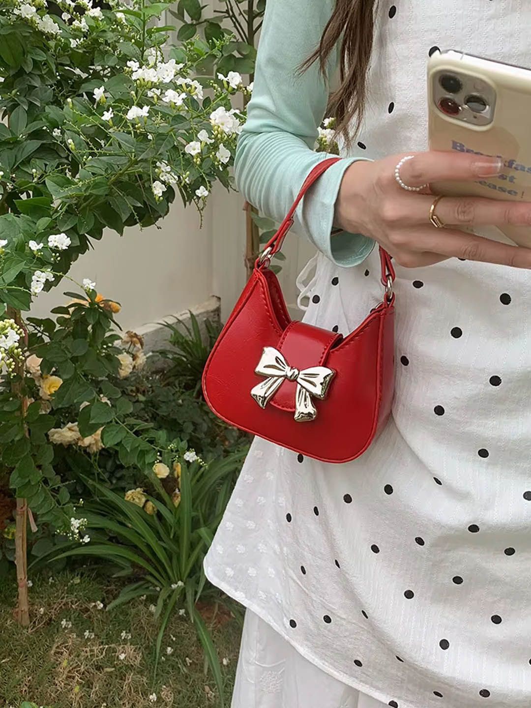 

StyleCast Embellished Bucket Handheld Bag, Red