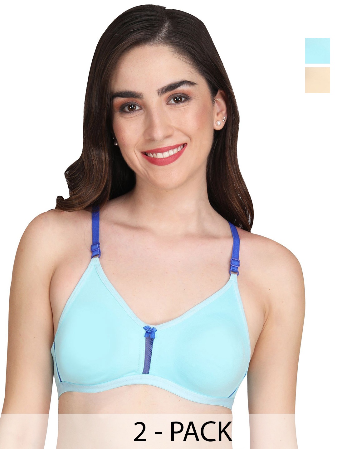 

Liigne Women Pack Of 2 Full Coverage T-shirt Bra, Blue