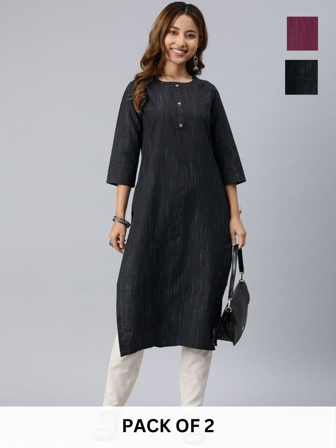 

KALINI Women Kurta, Black