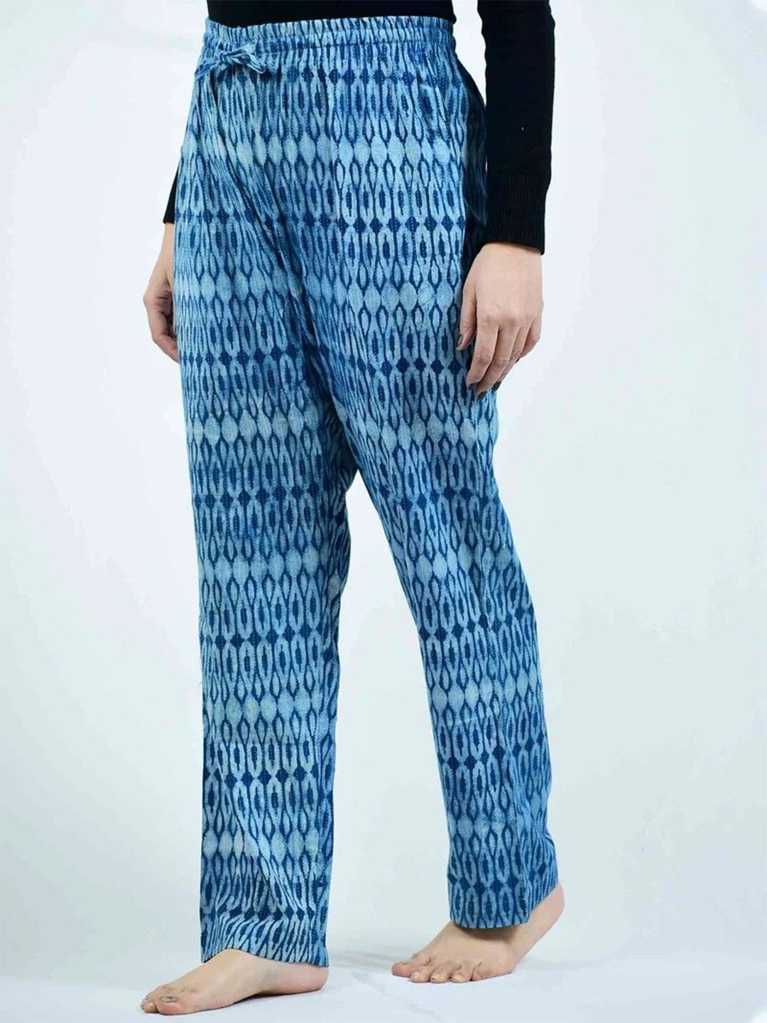 

Sundarii Women Printed Chambray Ethnic Palazzos, Blue