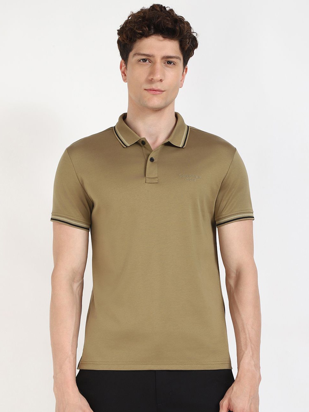 

Calvin Klein Jeans Men Polo Collar T-shirt, Olive