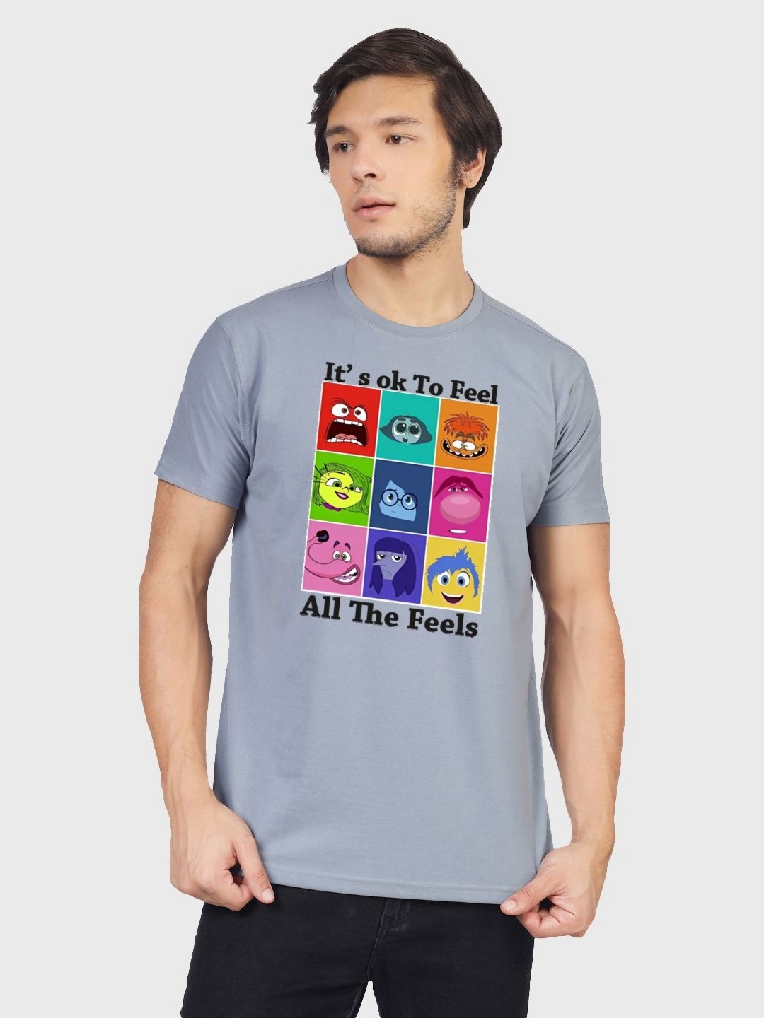 

Greylongg Men Graphic Printed Round Neck Cotton T-shirt, Grey
