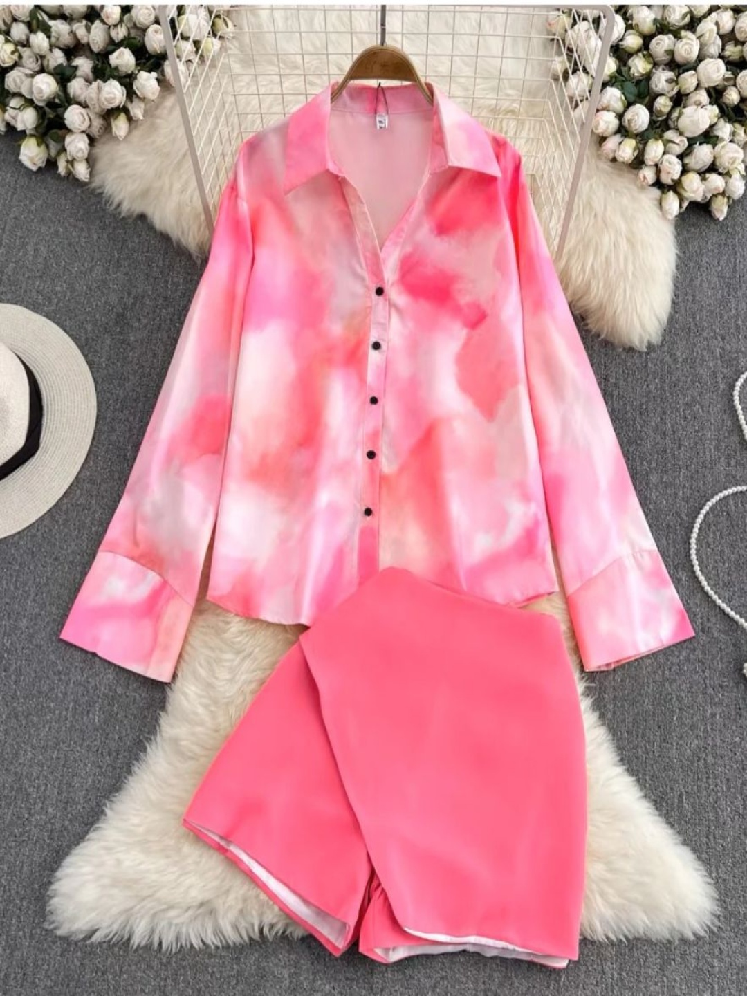 

MADE FOR HER LABEL Printed Shirt With Shorts Co-Ords, Pink