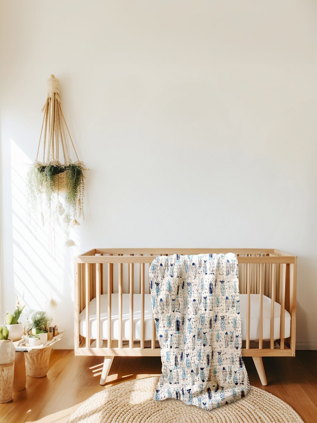 

Biglilpeople Kids White & Blue Mild Winter Cotton 400 GSM Single Bed Blanket