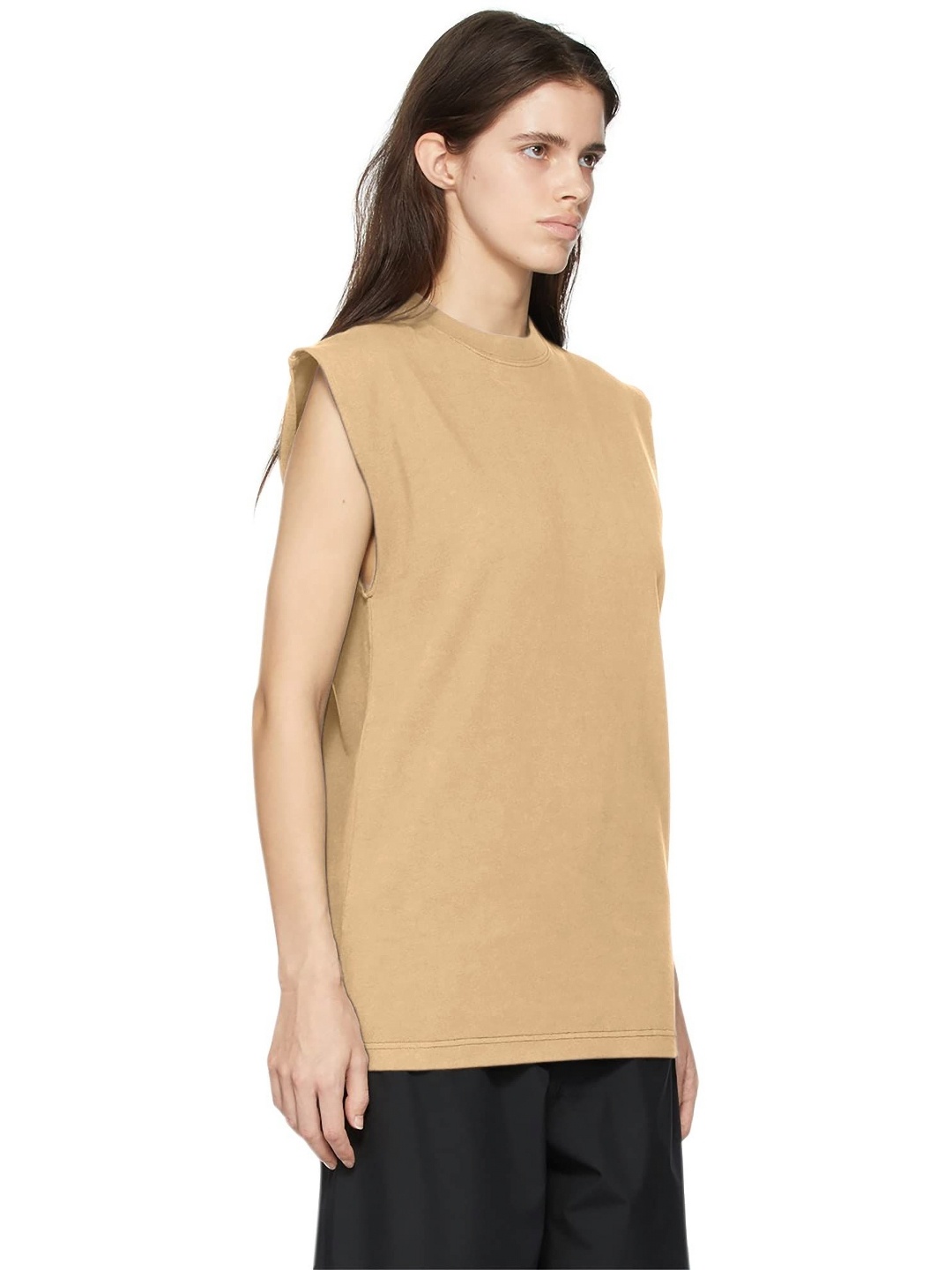 

NOTWILD Women Solid Round Neck Cotton T-shirt, Brown