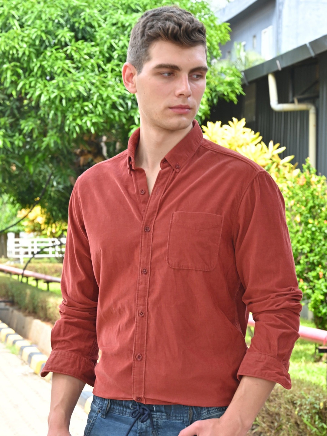 

POE Men Freedom - Soft Corduroy Shirt - Brick, Red