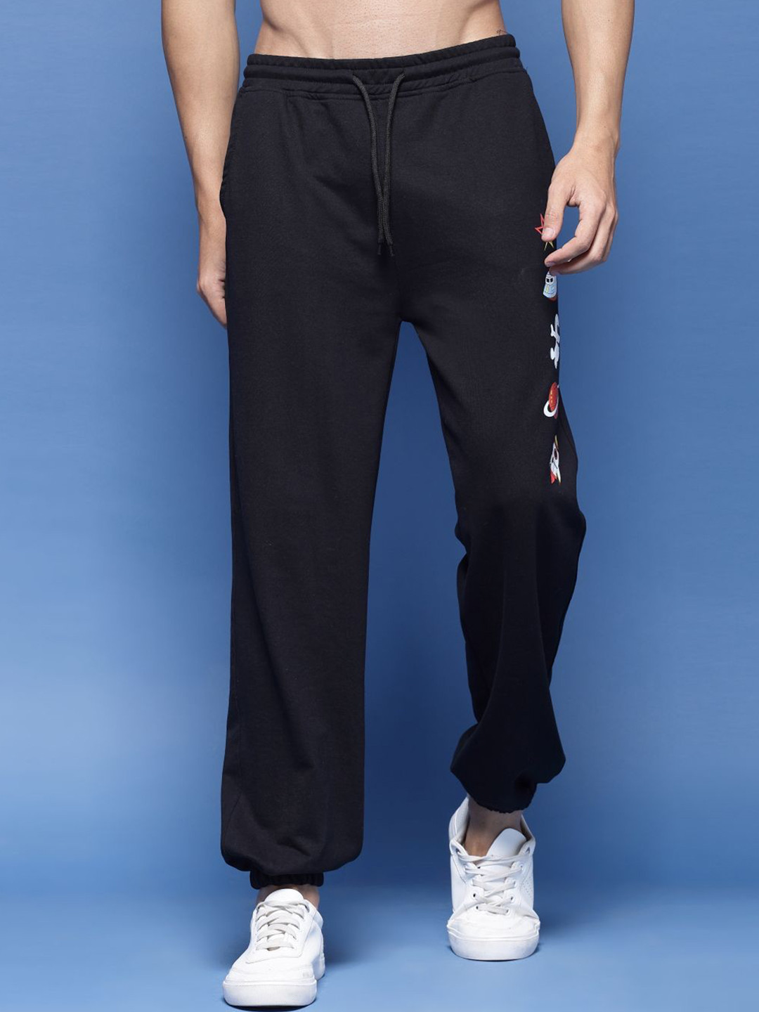 

FLYNOFF Men Relaxed Loose Fit Easy Wash Joggers Trousers, White