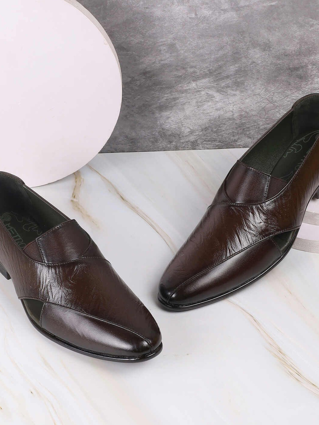 

Metro Men Leather Formal Slip-On Shoes, Brown