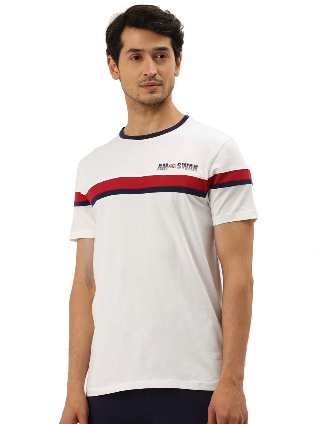 

AMSWAN Men Printed Pockets T-shirt, White