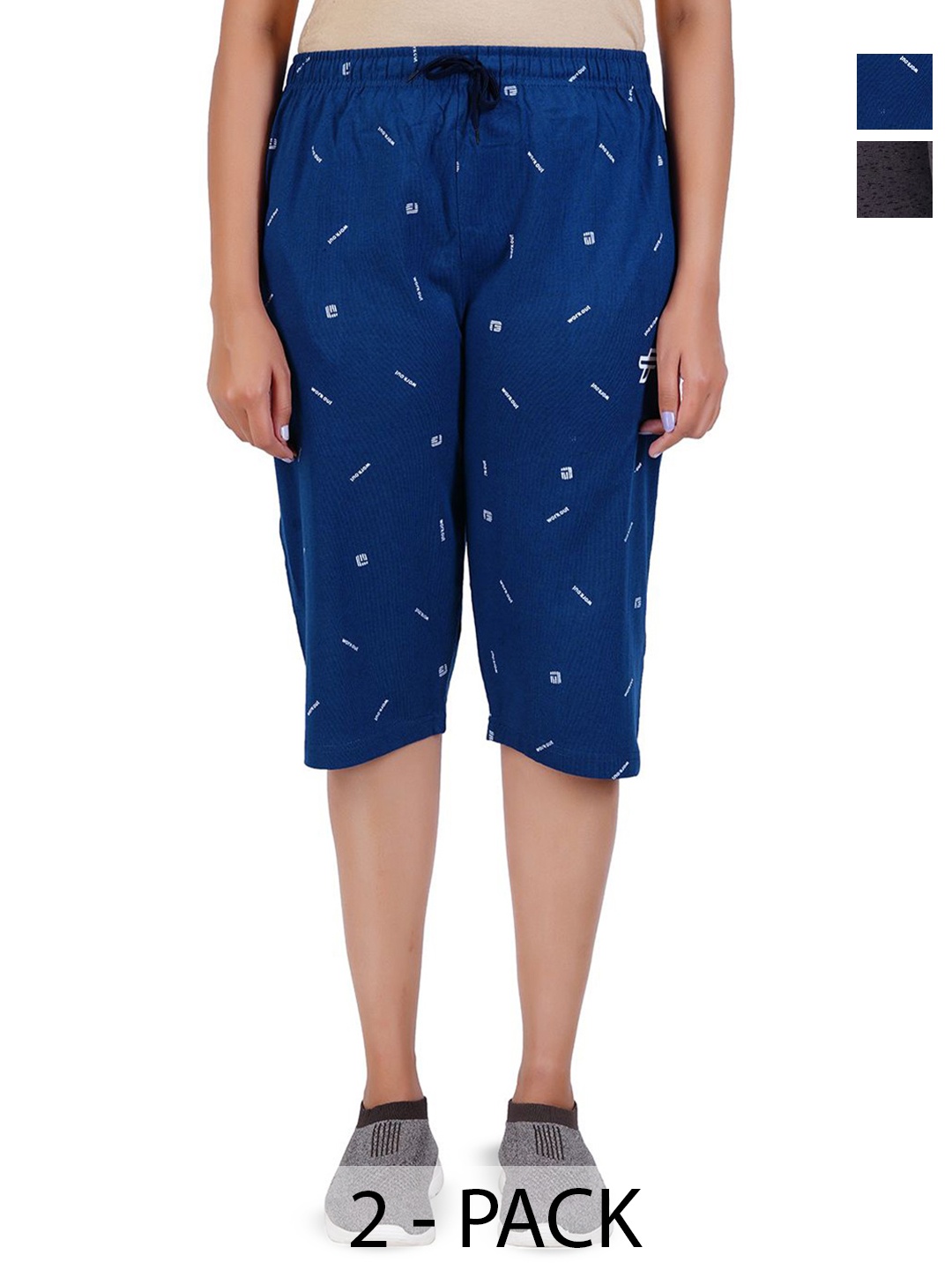 

GUIDE Women Printed Capris, Grey