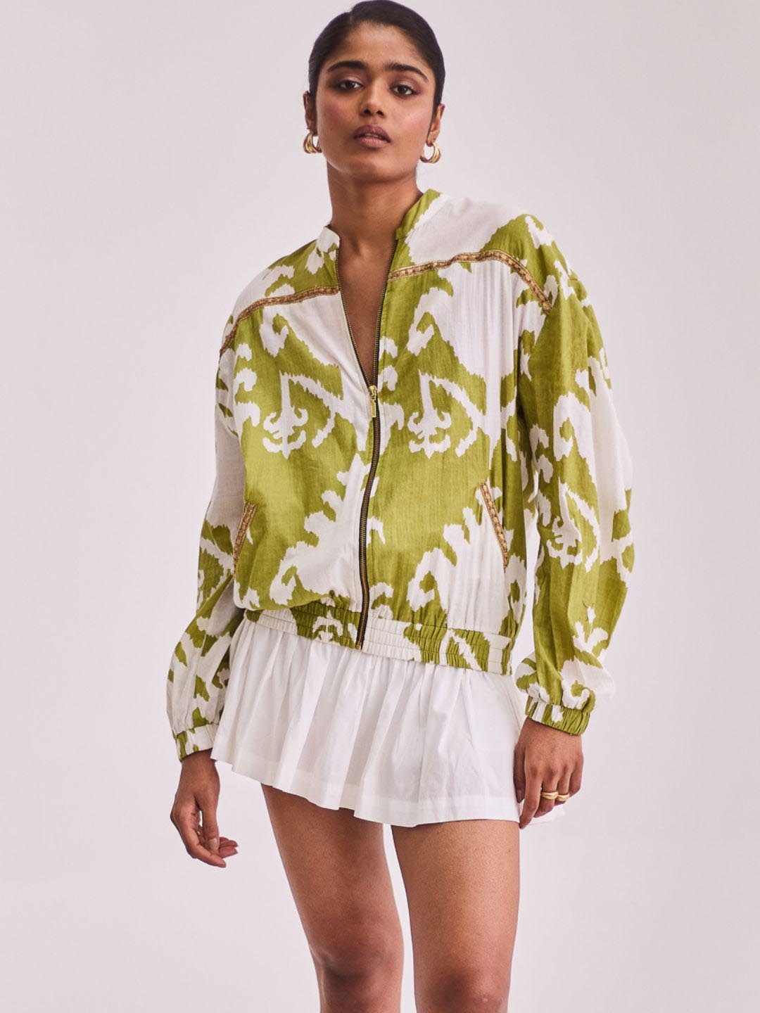 

Urban Suburban Women Bomber with Embroidered Jacket, Green