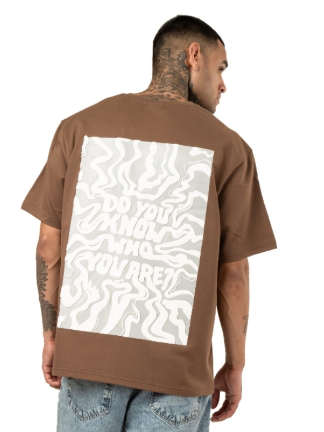 

RHINO CULT Men Typography Printed Round Neck Cotton Oversized T-shirt, Brown