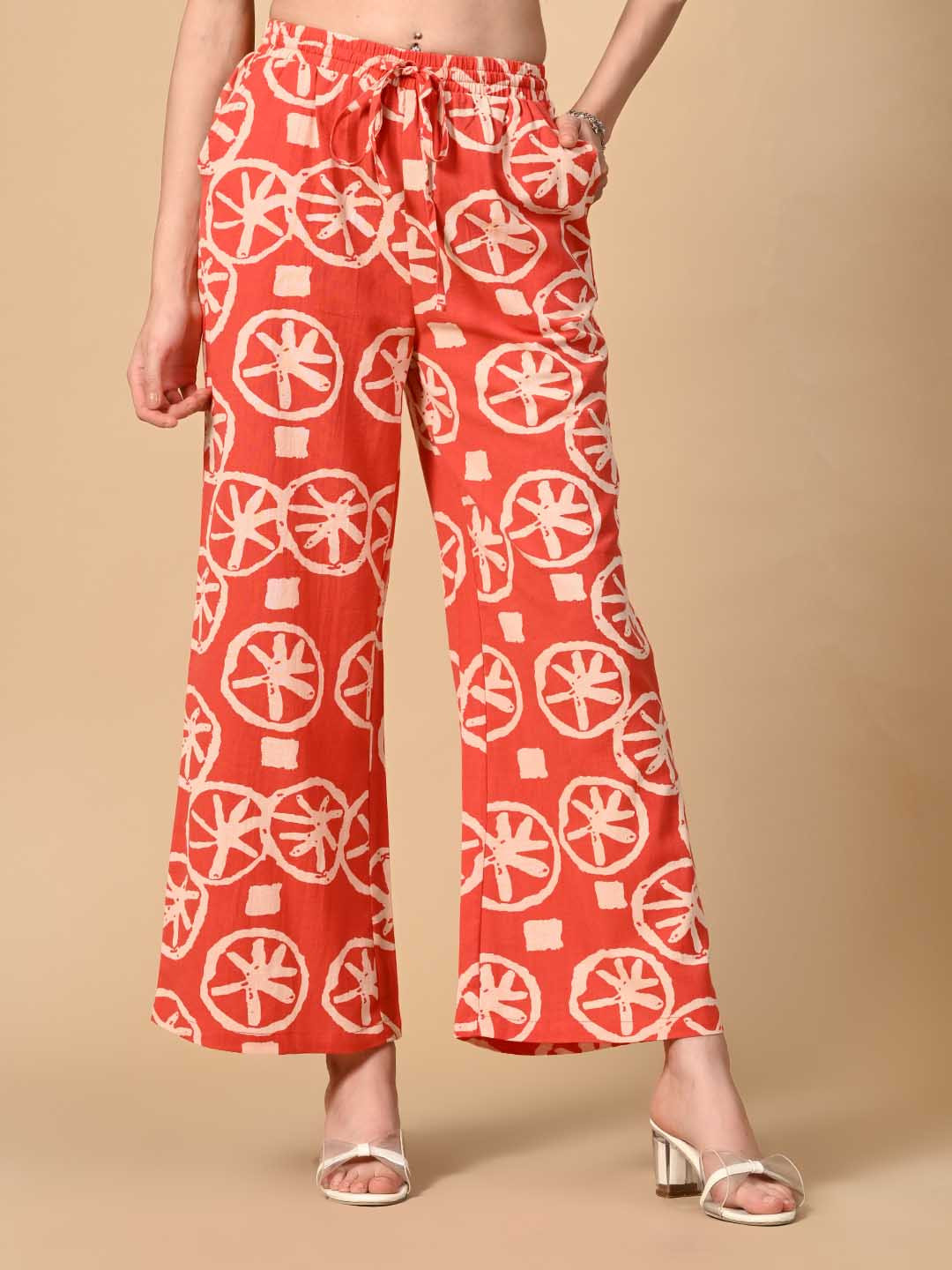 

DressBerry Women Printed Pure Cotton Trousers, Pink