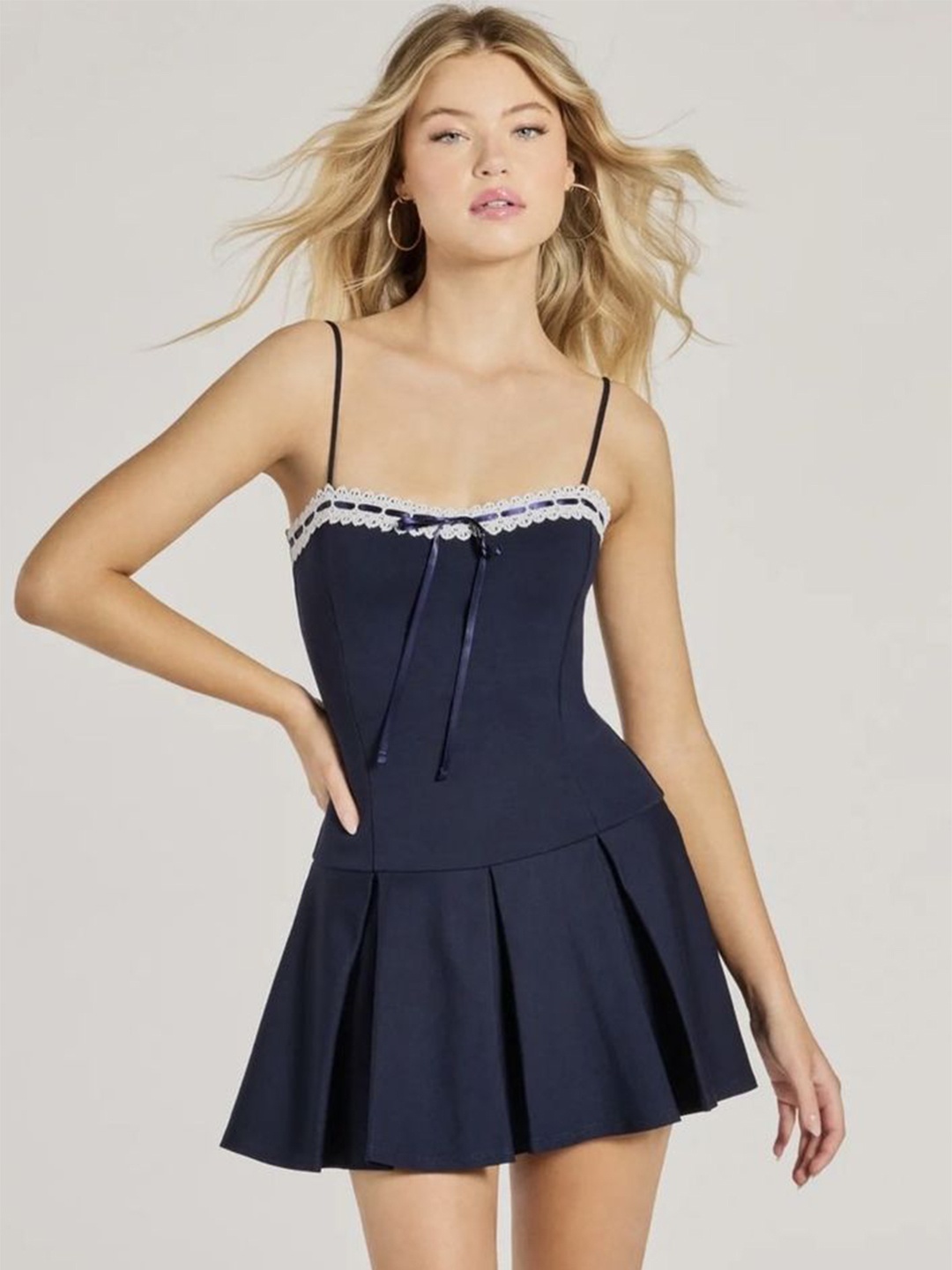 

LULU & SKY Fit & Flare Mini Dress, Navy blue