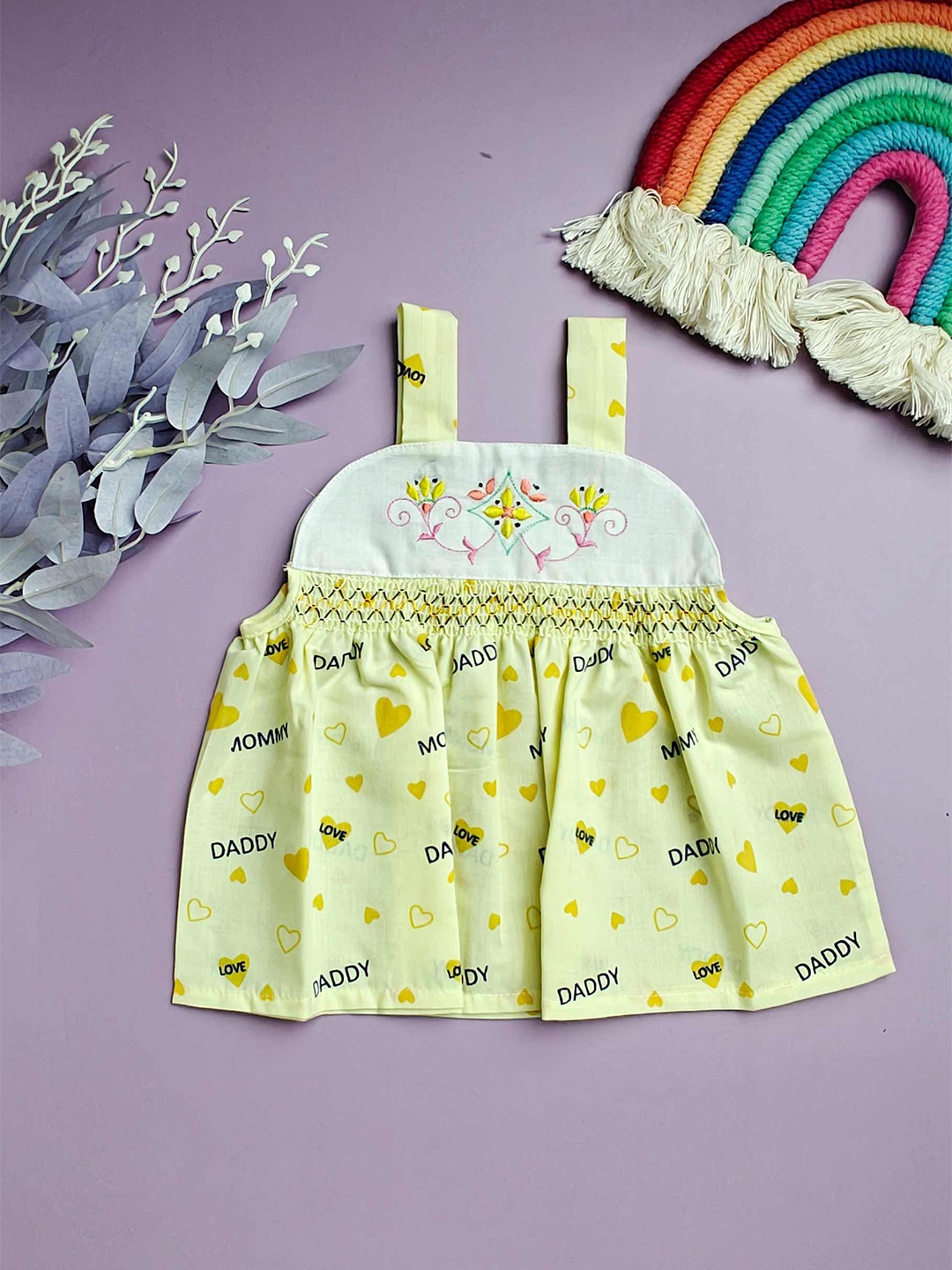 

Babywish Girls Embroidered Cotton A-Line Dress, Yellow