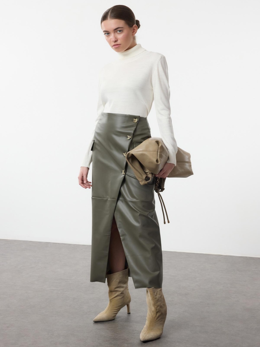 

Trendyol A-Line Midi Skirt, Green