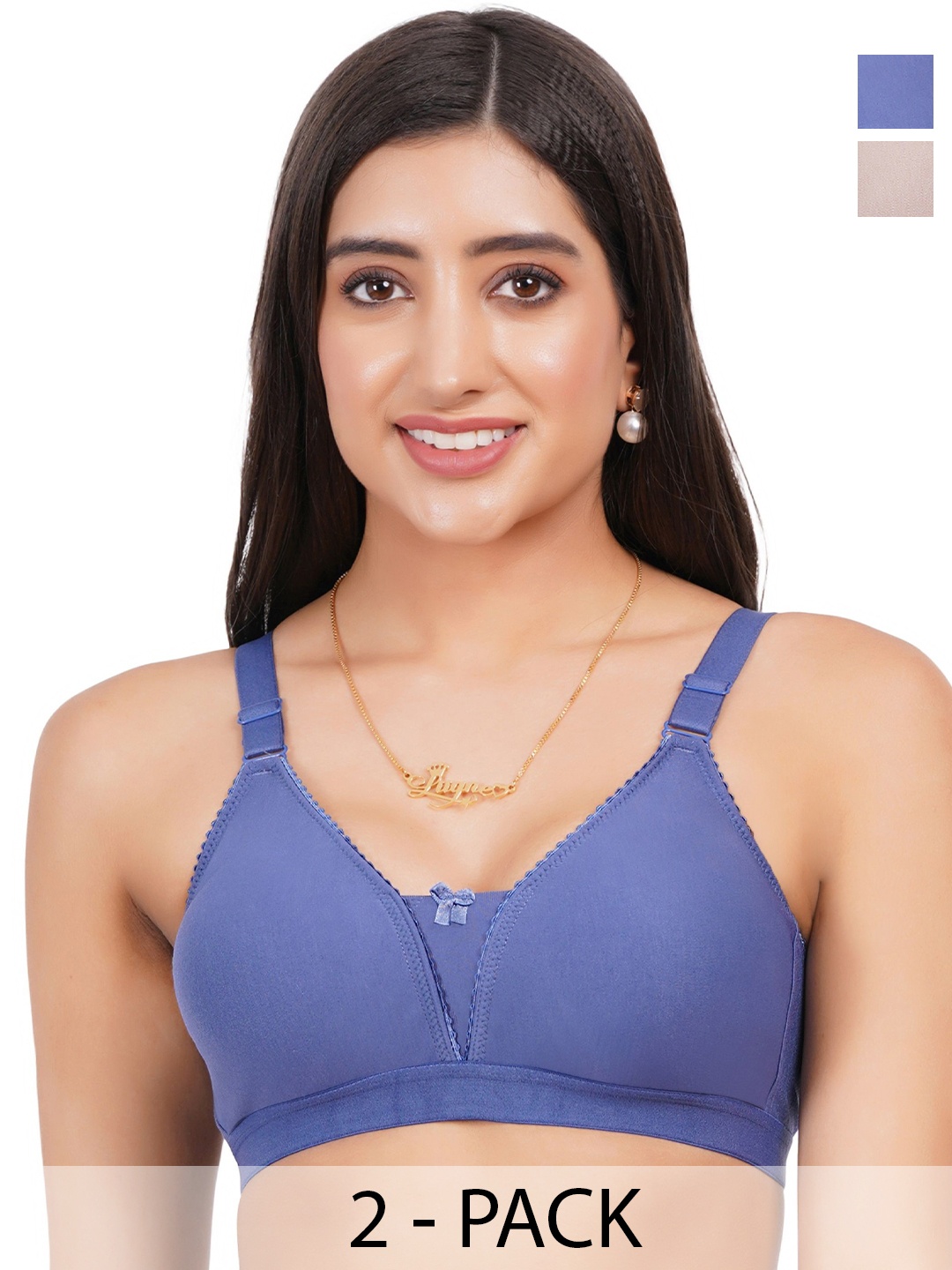 

Liigne Pack Of 2 Full Coverage Non Padded T-shirt Bra, Blue