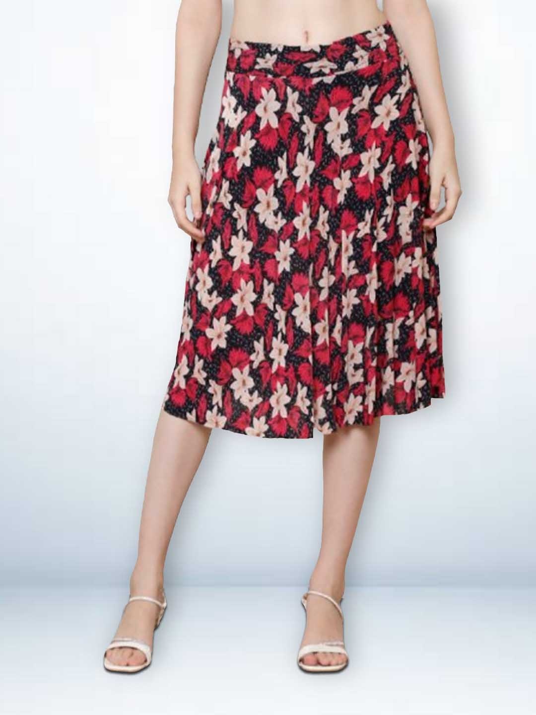 

Jinfo Women Printed Flared Skirt, Black