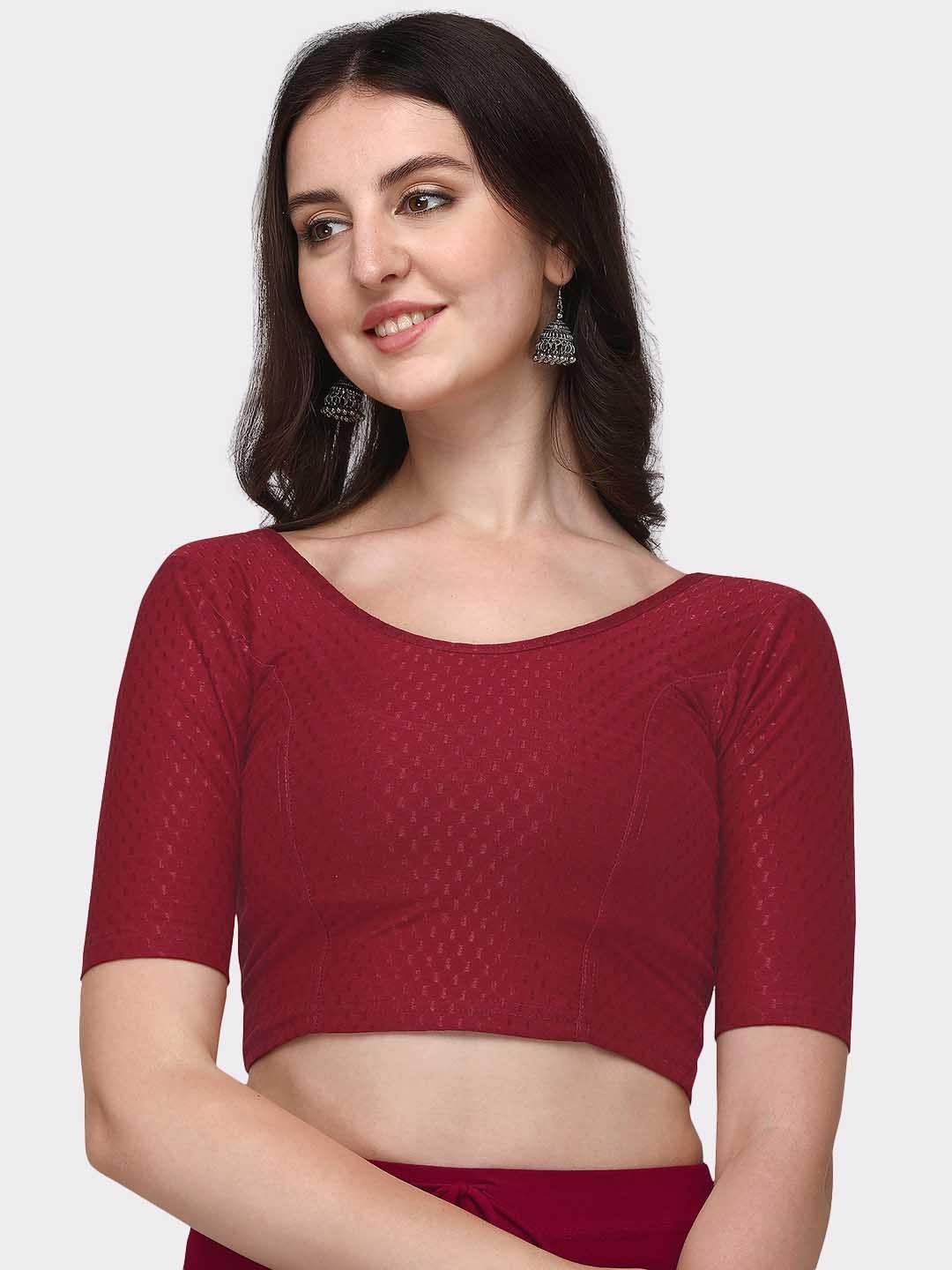 

TANISHM FEB TEX Self-Designed Cotton Saree Blouse, Maroon